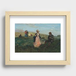  vintage landscape with victorian figures painting -  charles conder Recessed Framed Print