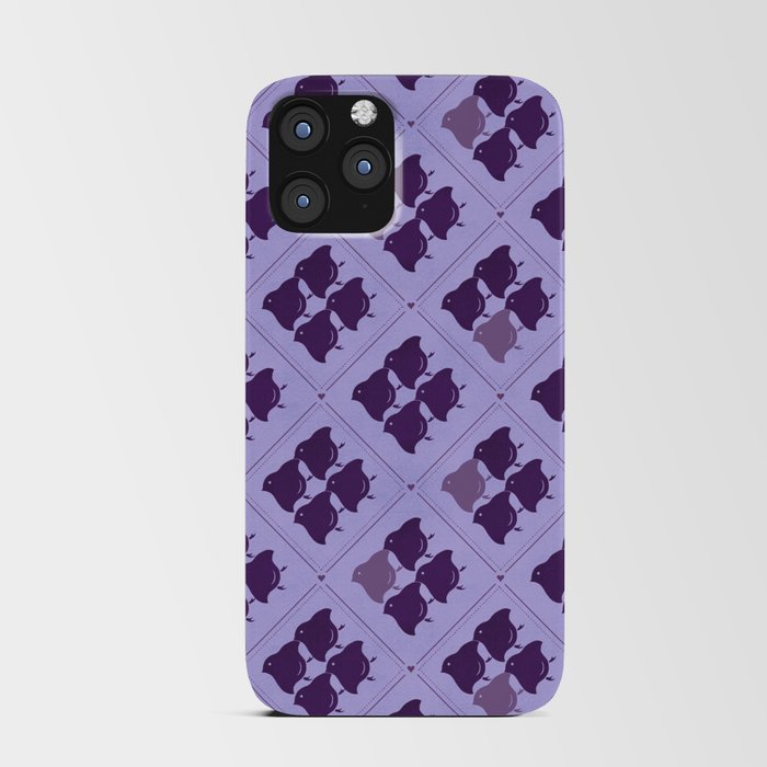Japanese Traditional Purple Chick Pattern in Light Violet Background, Digital Illustration iPhone Card Case