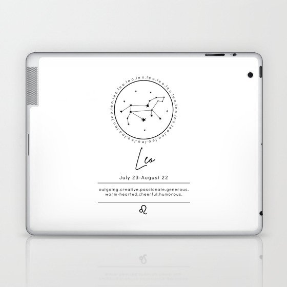 Leo Zodiac | Black & White Laptop & iPad Skin