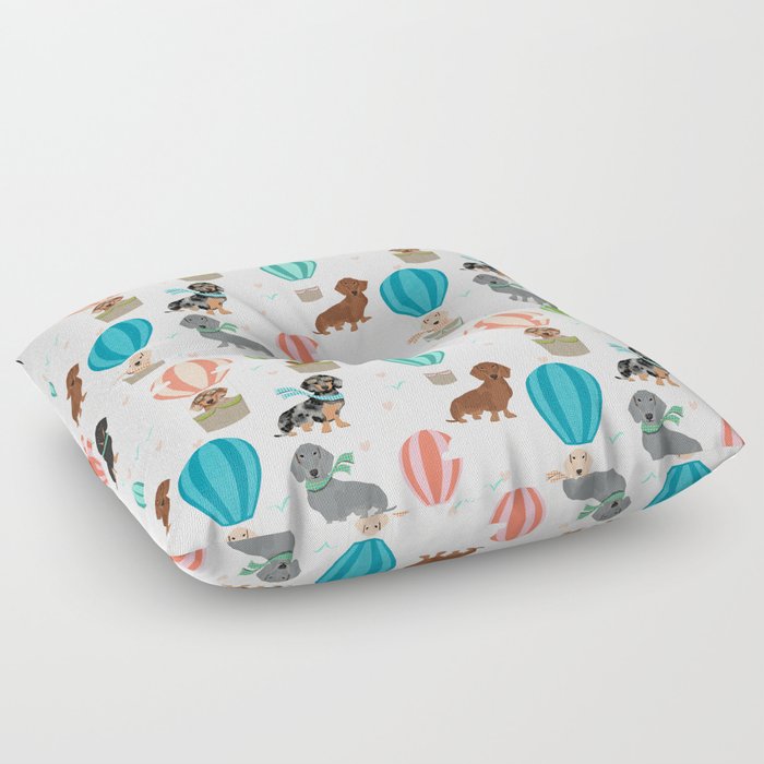 Dachshund Hot Air Balloon Dog Cute Design Fabric Doxie Pillow