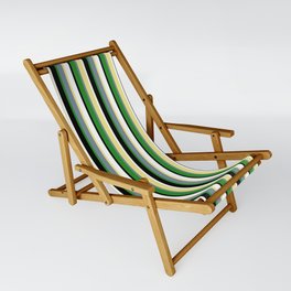 [ Thumbnail: Eyecatching Tan, Light Slate Gray, Forest Green, Black, and White Colored Lined/Striped Pattern Sling Chair ]