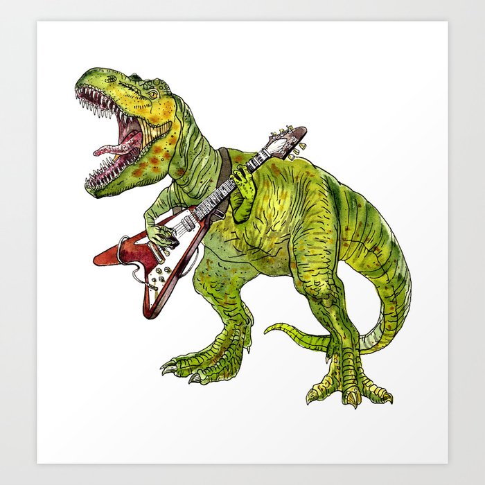 Heavy metal dinosaur Art Print