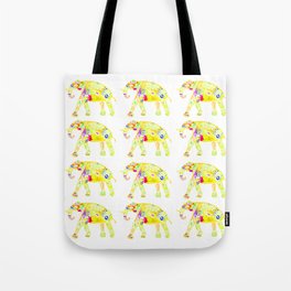 Indian Decorated Elephant Watercolor-Yellow Tote Bag