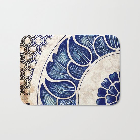 Blue Oriental Vintage Tile 05 Bath Mat