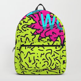Neon Retro 80's 90's Scribbled Wow! Typography Backpack