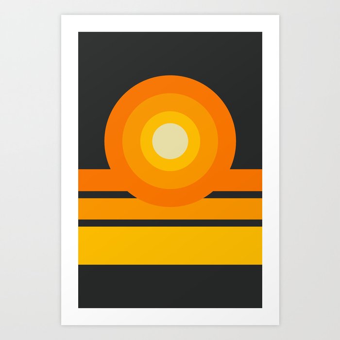 Modern Abstract Art Orange Yellow Black Nordic Geometry Art Print by DP