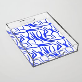 Abstract blue people body figure collage pattern Acrylic Tray