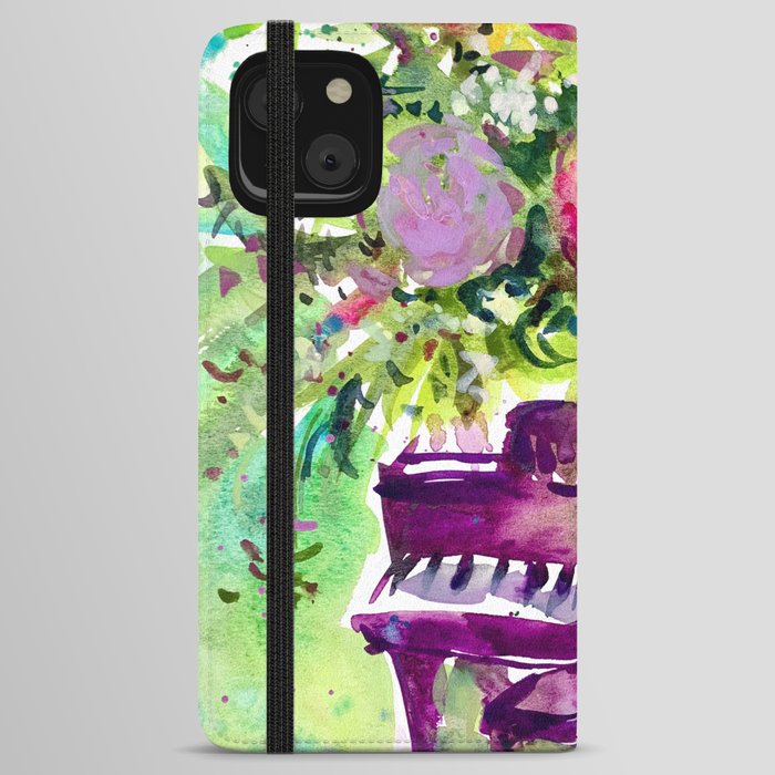 Floral Piano iPhone Wallet Case