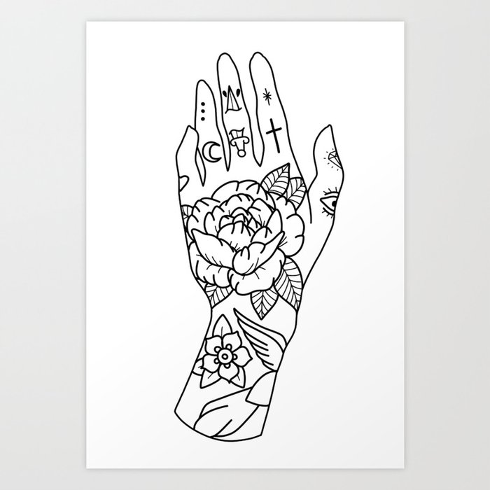 hand tattoo Art Print