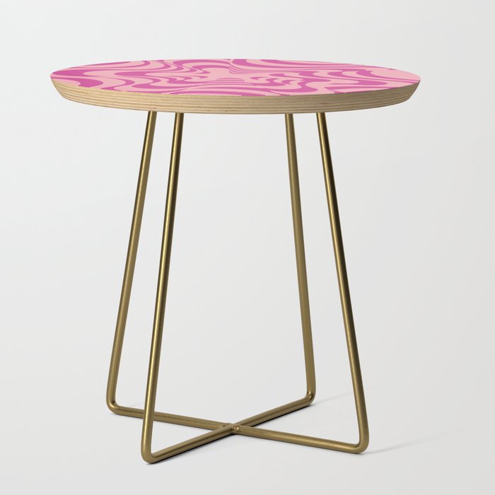 Abstract Groovy Retro Liquid Swirl Pink Pattern Side Table