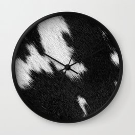 Black and White Cow Fur Detail (Digitally Created) Wall Clock