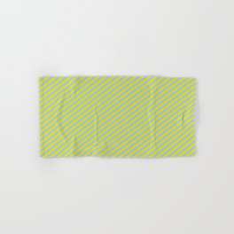 [ Thumbnail: Light Sky Blue and Yellow Colored Pattern of Stripes Hand & Bath Towel ]