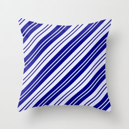 [ Thumbnail: Dark Blue and Lavender Colored Lines Pattern Throw Pillow ]