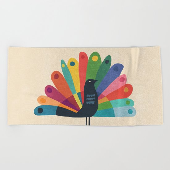 Whimsical Peacok Beach Towel