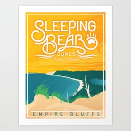 Sleeping Bear Dunes - Vintage Inspired Michigan Travel Poster Art Print