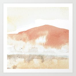 Terra Cotta Hills Abstract Desert Mountain Landsape with Watercolor Art Print