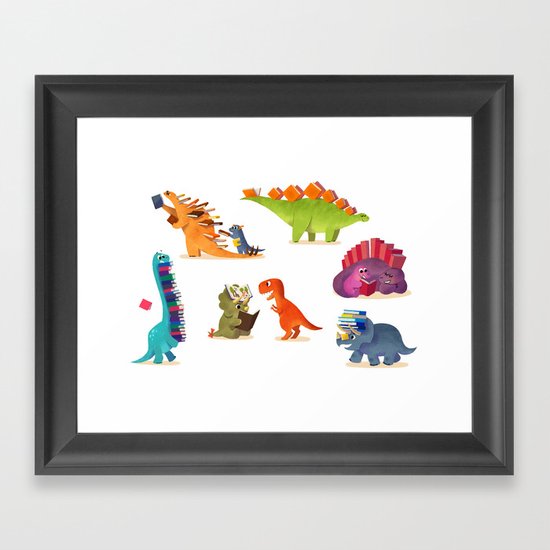 BOOK DINOSAURS Framed Art Print