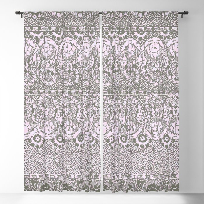 Sun Floral Paisley Monochrome Blackout Curtain By Mpzstudio Society6