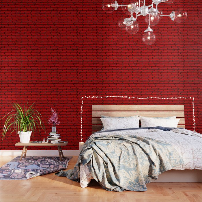 Wall Of Ridiculously Red Bricks Wallpaper By Vonwittgenstein Society6