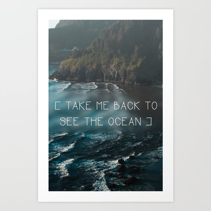 Oregon Coast Pacific Ocean Pacific Coast Ocean Waves Water Blue Waves Nature Hipster Moody Art Print