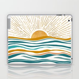The Sun and The Sea - Gold and Teal Laptop Skin