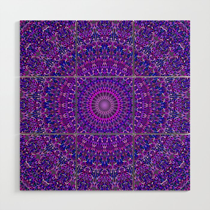 Lace Mandala in Purple and Blue Wood Wall Art