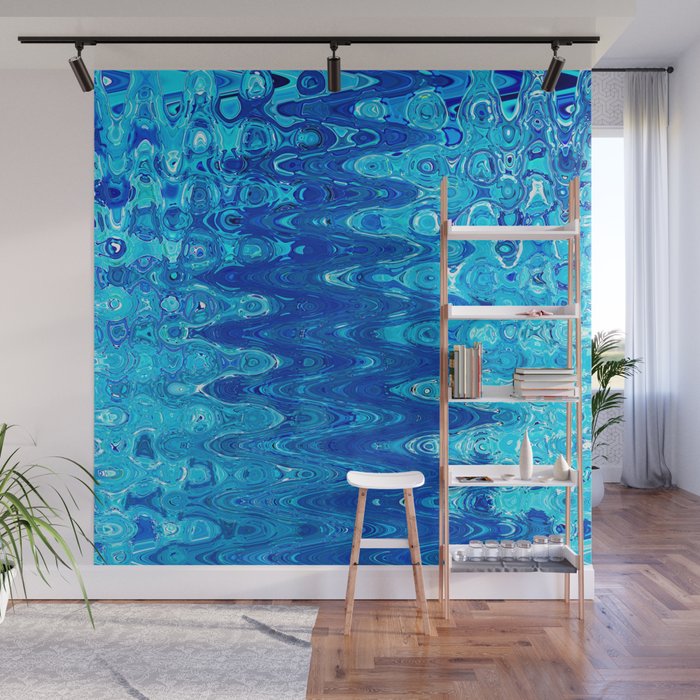 Surrealistic Wavy Pattern In Light Blue Wall Mural