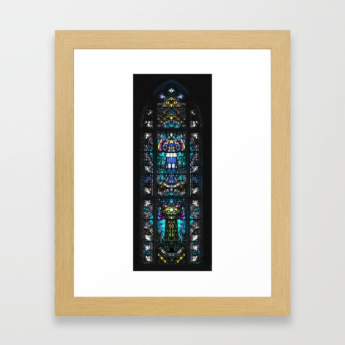 Castle in Malbork stained glass window in the_church rorschach Framed Art Print