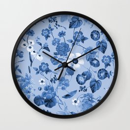Cottage blue floral botanical Wall Clock