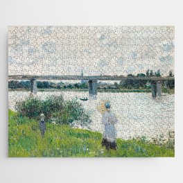 Claude Monet's The Promenade with the Railroad Bridge, Argenteuil (1874) famous painting Jigsaw Puzzle