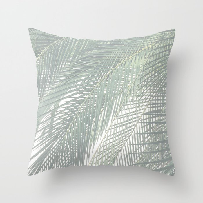 Faded Palm Leaves Throw Pillow