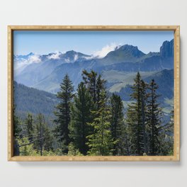 Switzerland Photography - Beautiful Landscape Covered In Forest Serving Tray