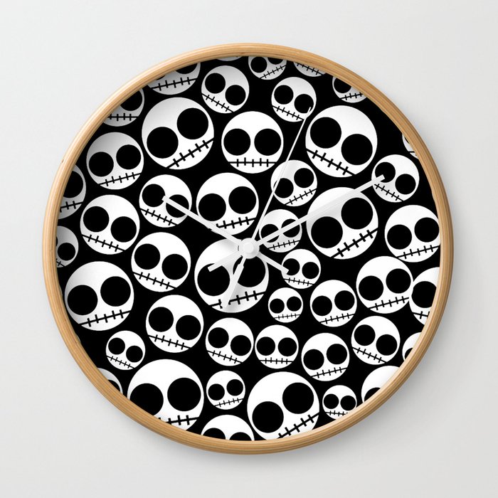 Skulls Skeleton Halloween Pattern Wall Clock