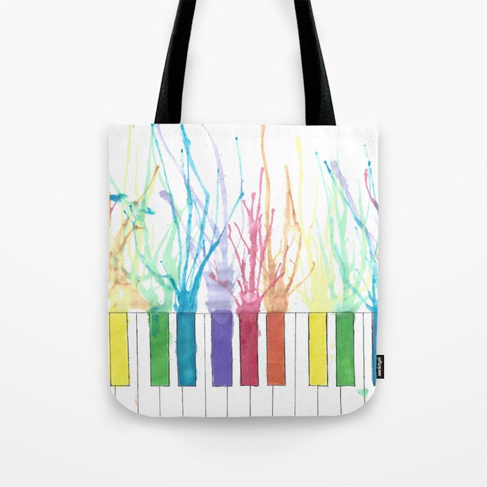 Rainbow Piano Tote Bag