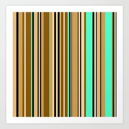 Mint brown stripe Art Print | Stripes, Brown, Bright, Beige, Turquoise, Simple, Digital, Graphicdesign, Brownstripes, Black 