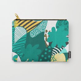 Abstract various shapes and pattern 2 (green and yellow background) Carry-All Pouch