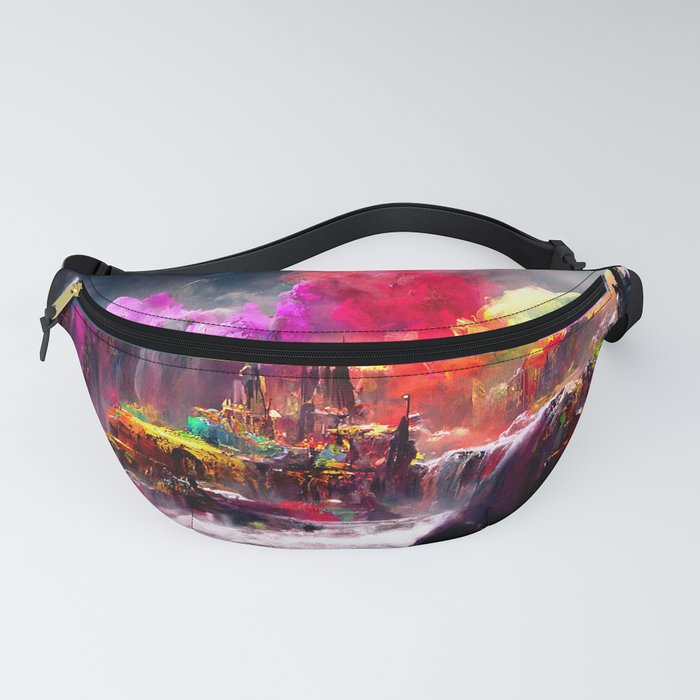 Medieval Town in a Fantasy Colorful World Fanny Pack