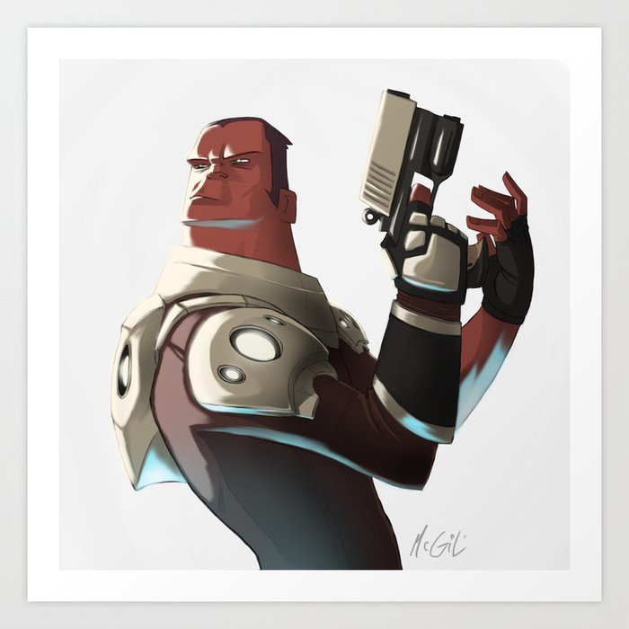 Red-Gun-Man Art Print