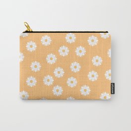 Scattered Daisies, Tangerine Carry-All Pouch | Daisydrawing, Vectorflower, Flowers, Flowerpattern, Yellowfloral, Daisyprint, Vectorfloral, White, Floralprint, Yellow 