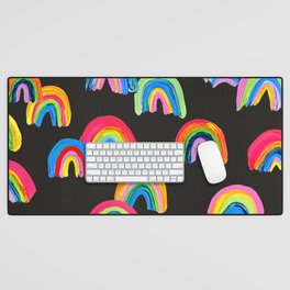 Abstract Rainbow Arcs – Charcoal Desk Mat