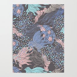 Cute Colorful Sea Green Orange Abstract Seamless Poster