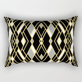 Art Deco Grey Gold Rectangular Pillow