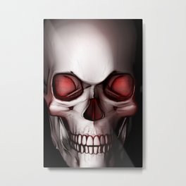 Grinner Metal Print | White, People, Evil, Cranium, Scary, Death, Illustration, Halloween, Skeleton, Dead 