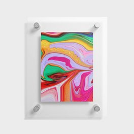 Hand Painted Rainbow Marble Texture Floating Acrylic Print