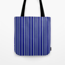 [ Thumbnail: Light Slate Gray and Blue Colored Lines/Stripes Pattern Tote Bag ]