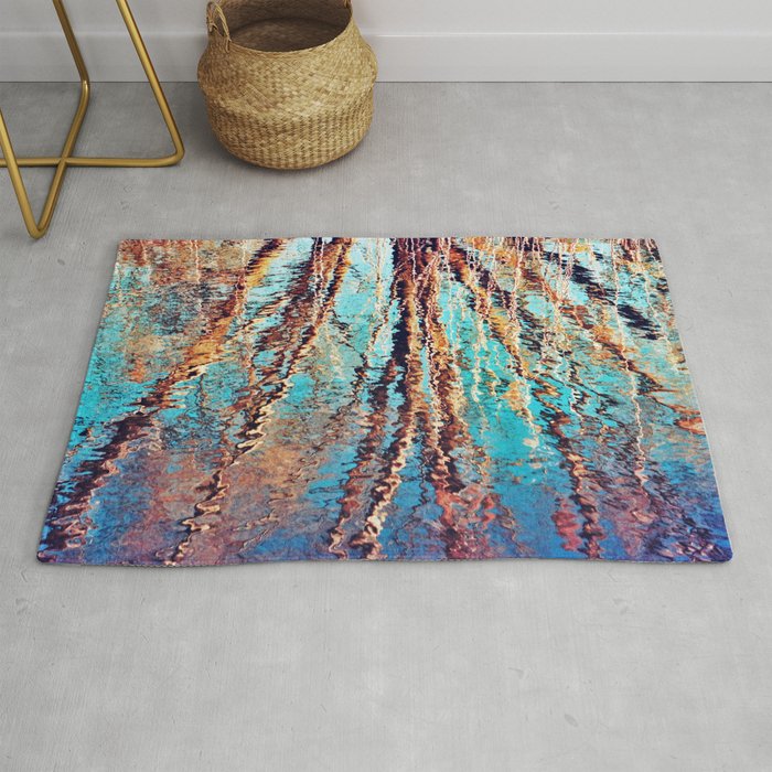Abstract Water Reflections of Trees Rug