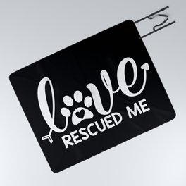 Love Rescued Me Cute Pet Lover Quote Picnic Blanket