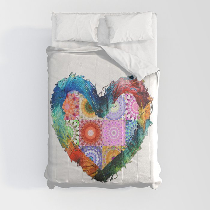 Love Joy - Colorful Whimsical Heart Art Comforter