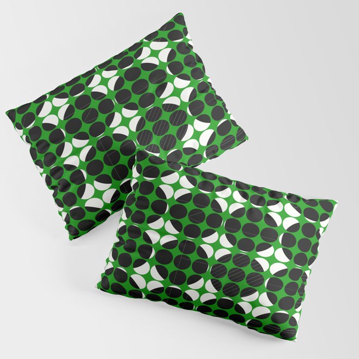 Hidden Circles - Green And Black Geometric Design Pillow Sham