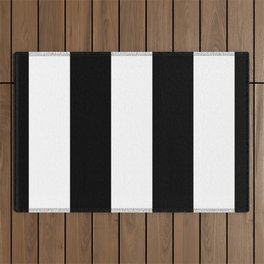 Black and White Stripes Halloween Outdoor Rug